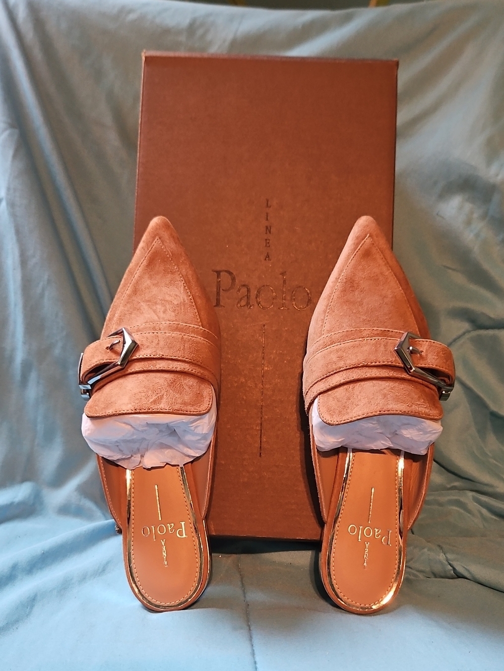 Paolo Women's Suede Pointed Mule in Tan